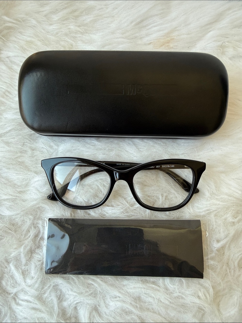 Alexander McQueen Glossy Black Cat-Eye Optical Glasses